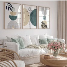 Ahşap Çerçeveli 3 Lü Soyut Tablo Home Ev Dekor