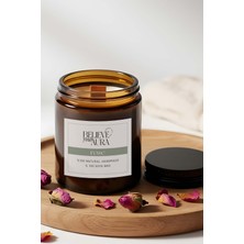 Gül Kokulu Kavanoz Mum - %100 Doğal Sürülebilir Soya Mumu Ahşap Fitilli Kokulu Mum - 240 cc