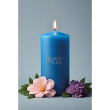 Okyanus Kokulu Silindir Mum - %100 Doğal Soya Mumu Mavi Dekoratif Mum - 600 gr