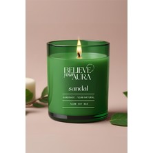 Sandal Ağacı Kokulu - %100 Doğal Soya Mumu Yeşil Bardak Mum - 280 cc