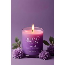 Sandal Ağacı Kokulu Mum - %100 Doğal Soya Mumu Mor Bardak Mum - 300 cc