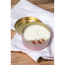 Gül Dekorlu %100 Soya Wax Gül Kokulu Mum - 50 cc