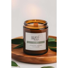 Vanilya Kokulu Kavanoz Mum - %100 Doğal Sürülebilir Soya Mumu Ahşap Fitilli Kokulu Mum - 240 cc