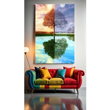 Özkacar Group Dört Mevsim Ağaç Ev Duvar Salon Güzellik Salonu Ofis Dükkan Dekarasyon Kanvas Tablo