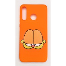 Huawei P30 Lite Uyumlu Resimli Yumuşak Slikon Kılıf Turuncu