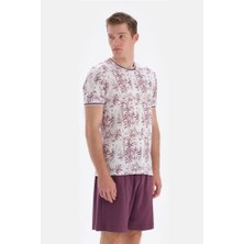 Eros 33072 Pamuklu Kısa Kollu Erkek Şortlu Pijama Takımı Beyaz