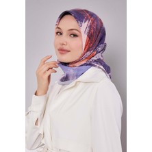 Mavi Fırça Desen Pamuk Eşarp