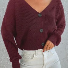 Kadın Uzun Kollu Üç Düğmeli Triko Hırka