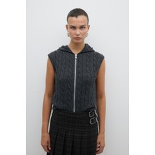 Kapüşonlu Triko Yelek Antrasit K2671008_046