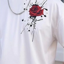 Erkek Bisiklet Yaka Kısa Kol Baskılı Tshirt  Beyaz