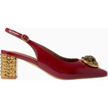 Chelsea Block Slingback Heel, Kırmızı Rugan ve Kristal Detaylı Lüks Topuklu Ayakkabı
