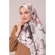 Vizon Soyut Çiçek Desen Twill Şal