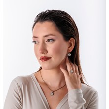 Atelier Leo Handmade Jewellery Klasik Işıltı Kadın 3'lü Takı Seti Küpe Kolye Yüzük Takım Bakır El Yapımı Kristal Taşlı Kararma Yapmaz Kutulu