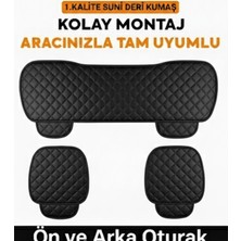Hyundai Matrix 2001–2010 Uyumlu 3 Parça Kapitone Oturak Araba Koltuk Suni Deri Siyah - Kaymaz | Trobus
