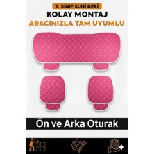 Skoda Fabia 1999–2007 Uyumlu 3 Parça Kapitone Oturak Araba Koltuk Suni Deri Pembe - Kaymaz | Trobus