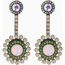 Large Octavia Küpeler, Antik Pirinç & Kristal, Kartal Başı Motifleri