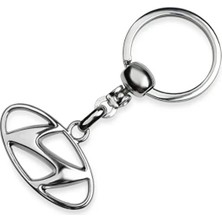 Hyundai Logolu Metal Otomobil Anahtarlığı - Krom Kaplamalı