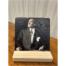 Atatürk Baskılı Taş Masa Üstü Tablo Dekor 10X10CM - Tablo - Dekor