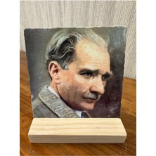 Atatürk Baskılı Taş Masa Üstü Tablo Dekor 10X10CM - Tablo - Dekor
