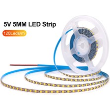 5 Volt 2835 Şerit LED 5 mm Gün Işığı 120 Ledli IP20 (5 Metre)