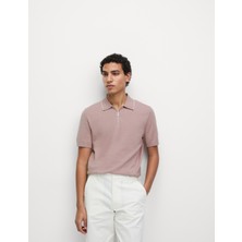 Marks & Spencer Pamuk Karışımlı Yarım Fermuarlı Örgü Polo Yaka Tshirt