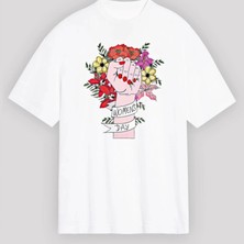 8 Art Dünya Kadınlar Günü Için Özel Baskılı Tshirt  Beyaz