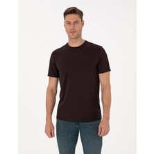 Pierre Cardin Erkek Kahverengi Regular Fit Kalın Dokulu Bisiklet Yaka Basic Tişört 50308037-VR084
