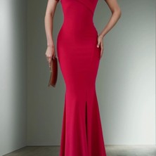 Kadın Dalgıç Kumaş Kayık Yaka ve Dekolte Detaylı Elbise