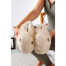 Slipcat Tavşan Figürlü Lila Peluş Panduf Ev Pandufu Unisex