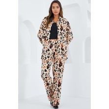 Hiccup Kadın BDART Düğmeli Uzun Kollu Gömlek & Pantolon Örme Takım Çok Renkli