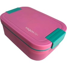 Vagonlife VGN1271 2  Bölmeli Beslenme Yemek Kabı- Lunch Box 1750 ml Pembe