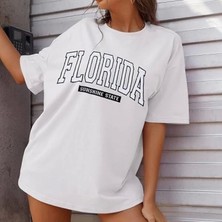 Bisiklet Yaka Baskılı Tshirt  Beyaz