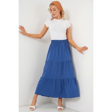 Hiccup Kadın BDART Dokulu Maxi Etek Gök Mavisi