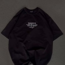 Unisex Bisiklet Yaka Baskılı Oversize Thirt  Iyah