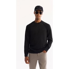 Avva Erkek Siyah Bisiklet Yaka Dokulu Triko Regular Fit Kazak A52Y5083