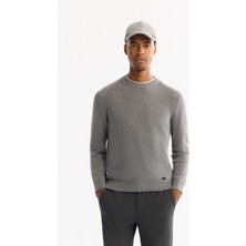 AVVA Erkek Gri Bisiklet Yaka Soft Touch Dokulu Triko Regular Fit Kazak A52Y5050