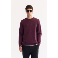 AVVA Erkek Bordo Regular Fit Pamuklu Bi-Stretch Baskılı Sweatshirt A52Y1325