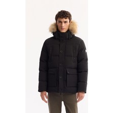 AVVA Erkek Siyah %100 Kaz Tüyü Su İtici Rüzgar Geçirmez -10°C Dayanıklı Şişme Mont A52Y6084