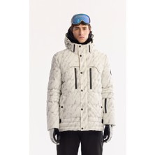 AVVA Erkek Beyaz Kapüşonlu Rüzgar Geçirmez -15 Dereceye Dayanıklı Comfort Fit Kayak Montu A52Y6053