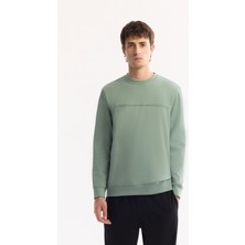 Avva Erkek Su Yeşili Bisiklet Yaka Pamuklu Bi-Stretch Baskılı Regular Fit Sweatshirt A52Y1325