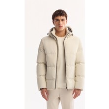 Avva Erkek Ekru Kapüşonlu Rüzgar Geçirmez Şişme Comfort Fit Mont A52Y6054