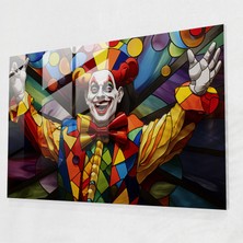 Popcas Renkli Palyaço Cam Duvar Sanatı - Sirk Ev Dekorasyonu Hokus Pokus Yapan Palyaço Modern Sanat