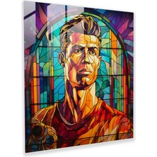 Popcas Cam Tablo - Vitray Ronaldo - Cristiano Ronaldo Modern Sanat Canlı Renkler Cam Sanatı