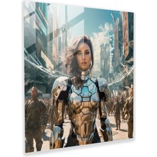 Popcas Amazon Kadınları Cam Tablo - Amazon Kadınları Geleceğin Şehir Manzarası Ev Dekorasyonu Güç