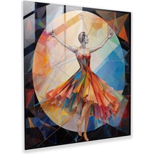 Popcas Geometrik Balerin Cam Tablosu - Ince Detaylar ve Şekiller