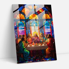 Popcas Kilise Vitray Tablo Baskı - Kilise Vitray Kutsal Atmosfer Cam Tablo