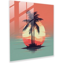 Popcas Tropikal Huzur Cam Tablo - Plaj Modern Sanat Duvar Dekorasyonu Plaj Teması