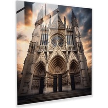 Popcas Klasik Katedral Cam Tablosu - Klasik Duvar Dekorasyonu Katedral Görkem