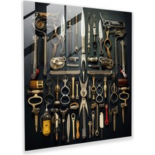 Popcas Berber Araçları Koleksiyonu Cam Tablo - Berber Cam Duvar Sanatı Yaratıcı Duvar Sanatı Modern Sanat