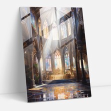 Popcas Katedral Cam Tablosu: Gerçekçi Yağlı Boya Katedral Tablosu - Modern Sanat Duvar Dekorasyonu Ev Dekorasyonu